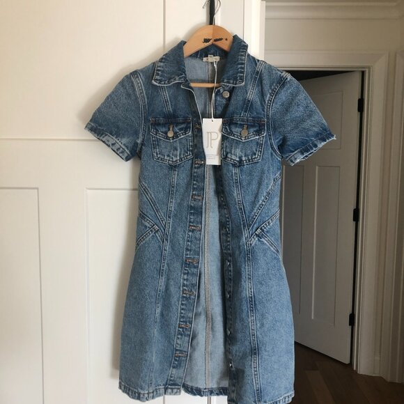 Pilcro Short-Sleeve Denim Button-Front Mini Dress size 2 - Picture 8 of 9